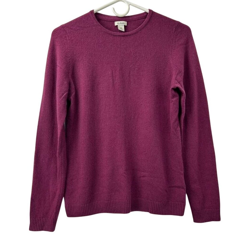 LL Bean Women’s XS 100% Cashmere Light Plum Crew Neck Sweater Long Sleeves - Picture 10 of 13